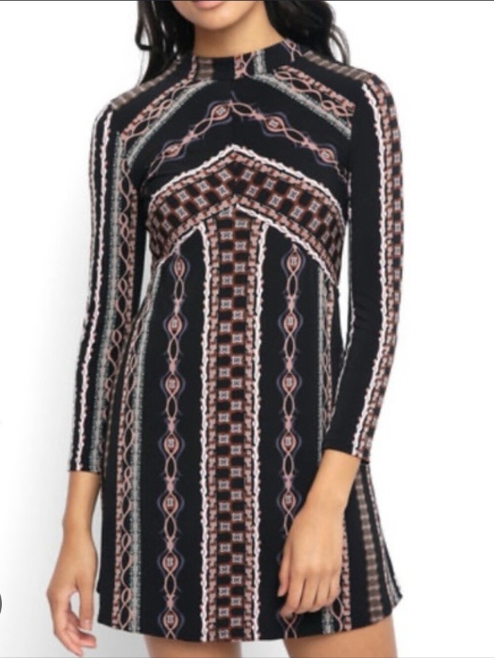 Free People "Stella" Long-Sleeve Mini Dress